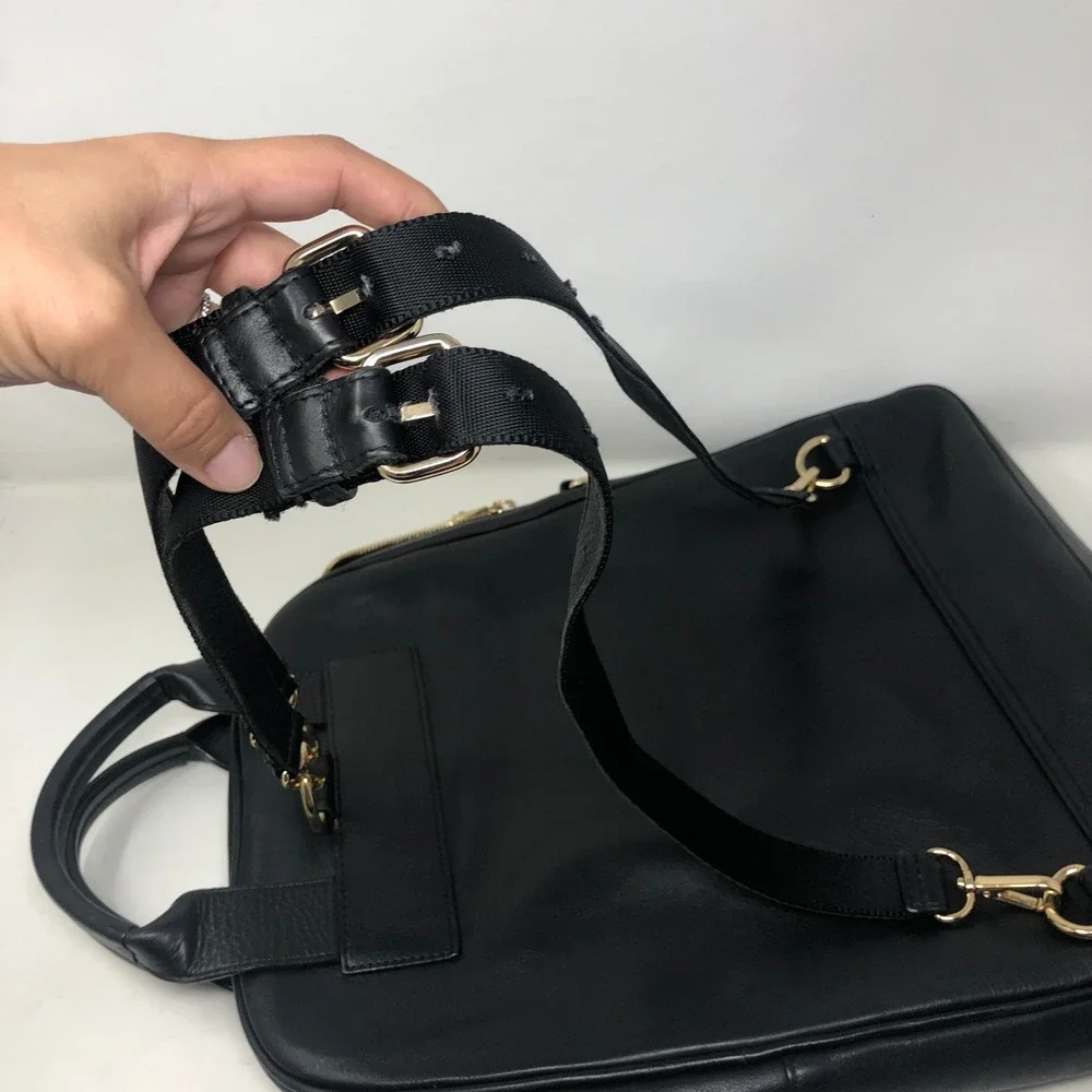 Bartaile Backpack Black Leather Convertible Gold Hardware Laptop Bag Top Handle